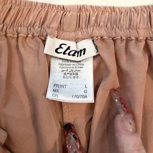 NWOT ETAM “LUANA” SATIN PJ SHORTS BLUSH/BLACK SIZE LARGE - Picture 6 of 12